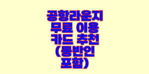 공항라운지 무료 이용 카드 추천 (동반인 포함)